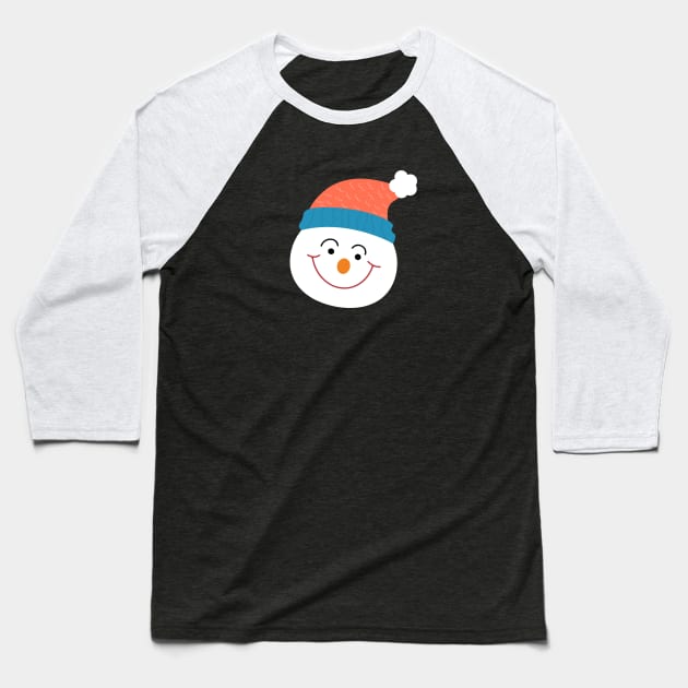 Cute Snowman Face Baseball T-Shirt by Acid_rain